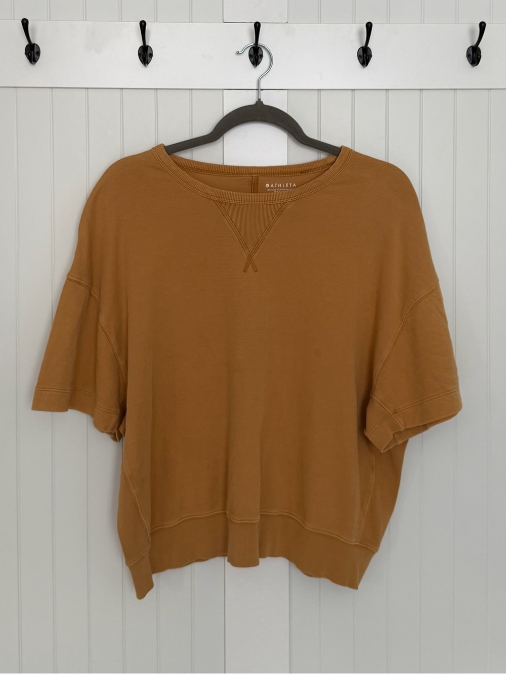 Athleta Women's Short Sleeve Sweatshirt in Rust Brown Size S